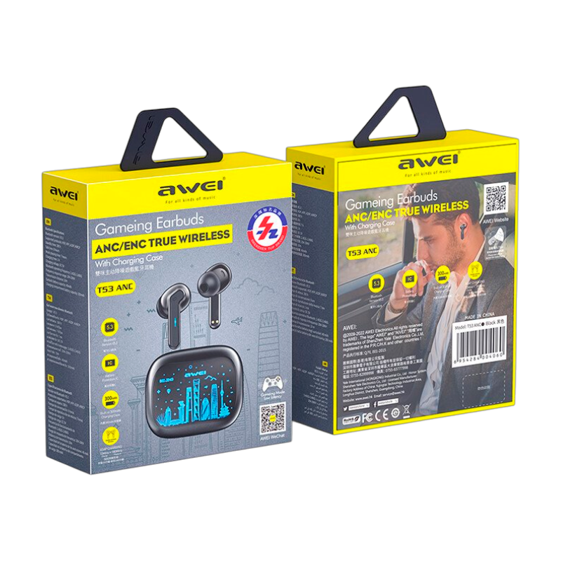Audífonos Bluetooth Awei Tws Luces T53 Anc Negro - Imagen 4